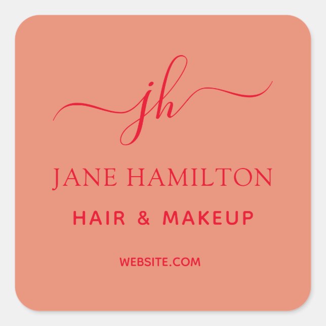 Adesivo Quadrado Logotipo comercial do Monograma (Frente)