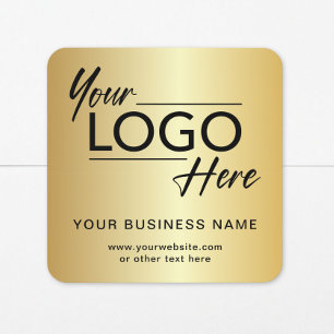 Adesivo Quadrado Logotipo Comercial Dourado