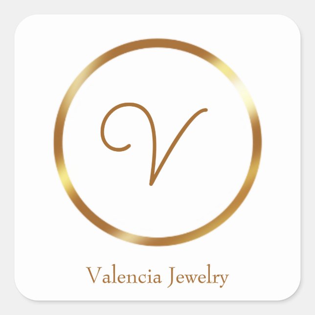 Adesivo Quadrado Logotipo comercial personalizado do círculo dourad (Frente)