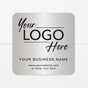 Adesivo Quadrado Logotipo Comercial Prata