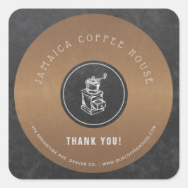 Adesivo Quadrado Logotipo compre do café obrigado de cobre elegante