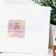 Adesivo Quadrado Logótipo cor-de-rosa-arco-íris brilho mágica maqui (Logo pink rainbow glitter marble chic hair makeup square sticker)
