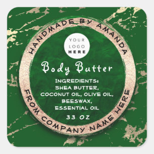 Adesivo Quadrado Logotipo Corpo Manteiga Balm Coerente Verde