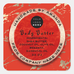 Adesivo Quadrado Logotipo Corpo Manteiga do Balm Corpo Cosmético
