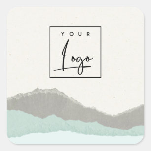 Adesivo Quadrado Logotipo da Borda Tornada da Onda da Montanha Past