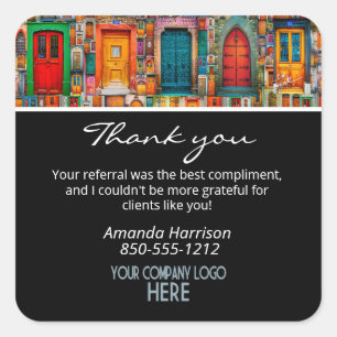 Adesivo Quadrado Logotipo da empresa - Referência de agradecimento