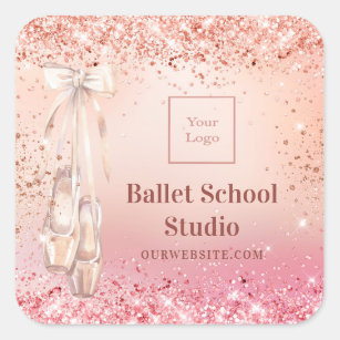 Adesivo Quadrado logotipo da escola de dança do balé cor-de-rosa-ro