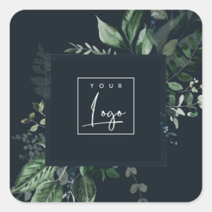 Adesivo Quadrado Logotipo da Folhagem Tropical Foliage Fern do mari