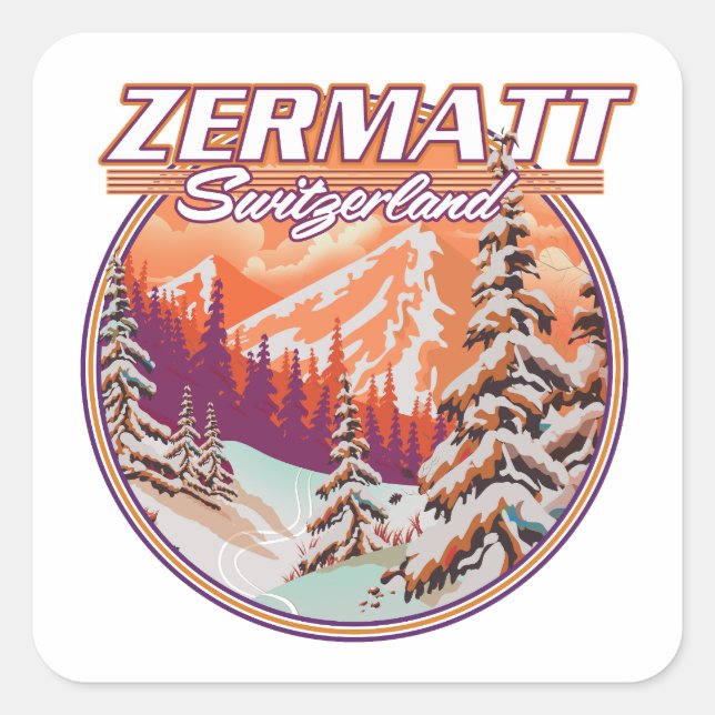 Adesivo Quadrado Logotipo da suiça Zermatt (Frente)