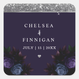 Adesivo Quadrado Logotipo de adição azul e prata do Marinho moderno