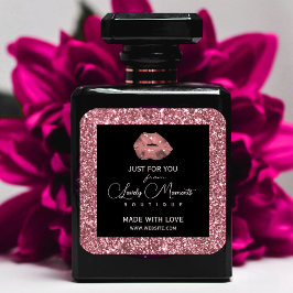 Adesivo Quadrado Logotipo de Boutique do Círculo Dourado do Rosa do