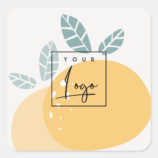 Adesivo Quadrado Logotipo de Citrus Abstrato verde-limão-cinto-clar (Frente)