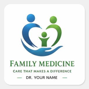 Adesivo Quadrado Logotipo de Clínica Médica para Marcação de Prátic