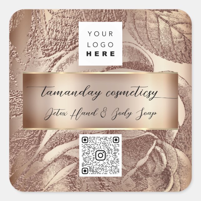 Adesivo Quadrado Logotipo de Código QR Foto Produto Agradecimento R (Frente)