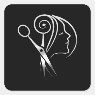 Adesivo Quadrado Logotipo de Compro Barber Saloon para Hairdresser