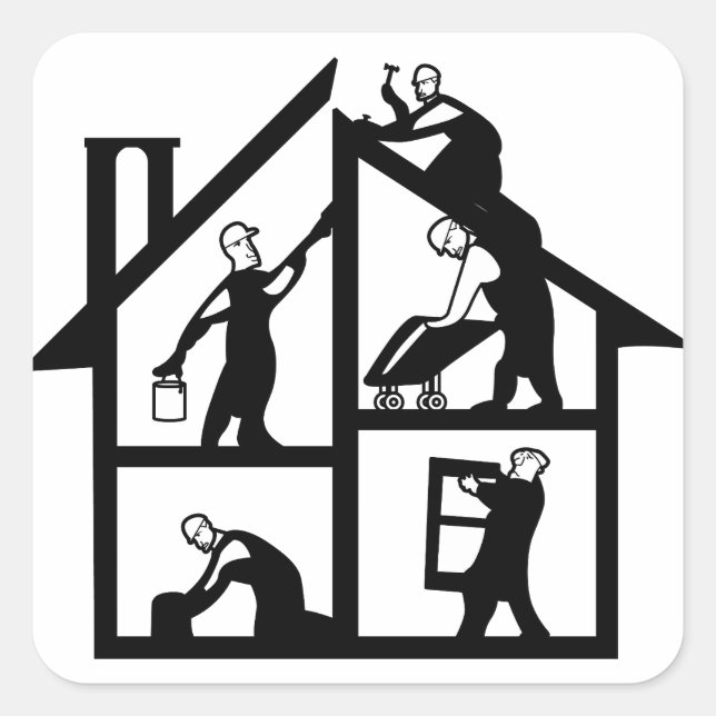 Adesivo Quadrado Logotipo de construção (Frente)