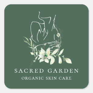 Adesivo Quadrado Logotipo de Desenho Floral Feminino de Arte Modern