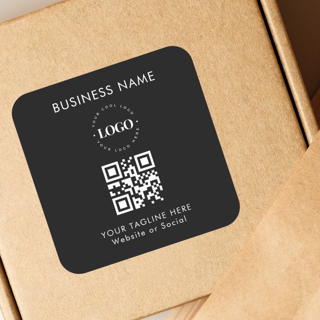Adesivo Quadrado Logotipo de empresa personalizado Código QR e text (Criador carregado)