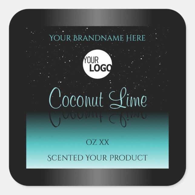 Adesivo Quadrado Logotipo de folheto preto de produto Rótulos de pr (Frente)