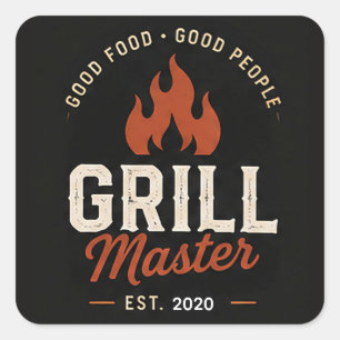 Adesivo Quadrado 🔥 Logotipo de Funcionários de Cozinha do Grill Ma