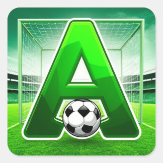 Adesivo Quadrado ⚽ Logotipo de Futebol com Letra A Verde Estádio Go