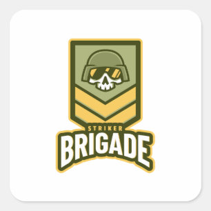 Adesivo Quadrado Logotipo de Mascote de Marca de Jogos Logotipo Mil