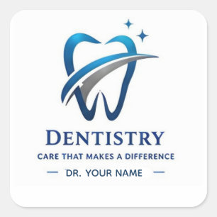 Adesivo Quadrado Logotipo de Odontologia Moderna para Branding de P