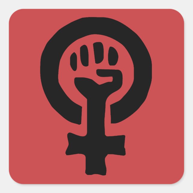 Adesivo Quadrado Logotipo de símbolo feminista (Frente)
