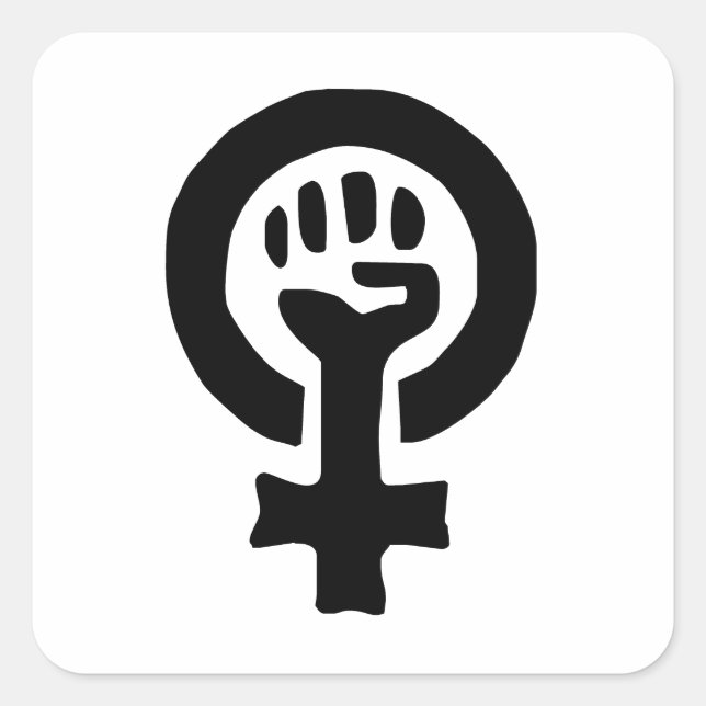 Adesivo Quadrado Logotipo de símbolo feminista (Frente)