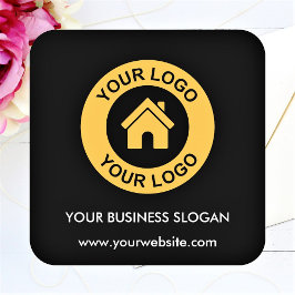 Adesivo Quadrado Logotipo de texto comercial personalizado Slogan