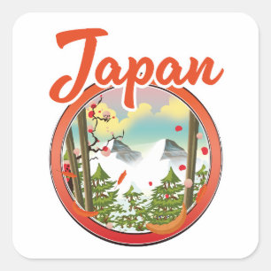 Adesivo Quadrado logotipo de viagem Japão