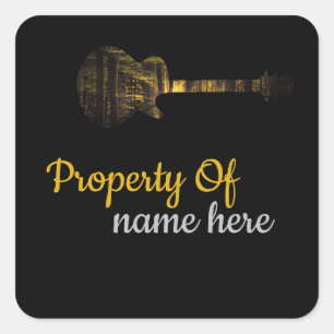 Adesivo Quadrado Logotipo de violão acústico personalizado