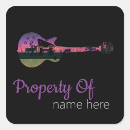 Adesivo Quadrado Logotipo de Violão Personalizado