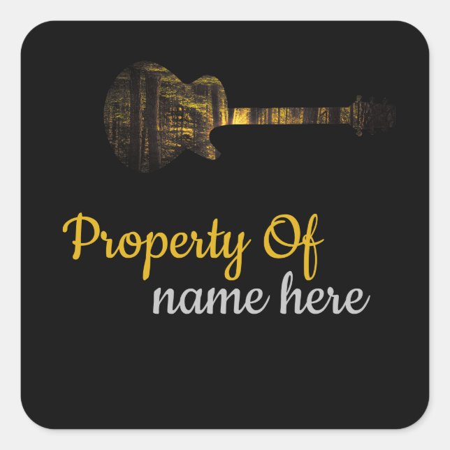 Adesivo Quadrado Logotipo de Violão Personalizado  (Frente)