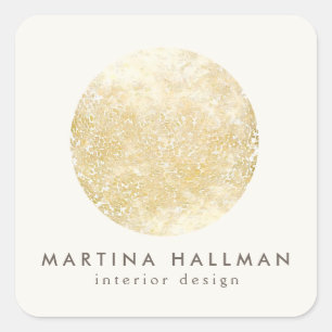 Adesivo Quadrado Logotipo do Círculo Dourado de Aquarela abstrato n