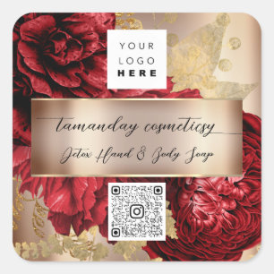 Adesivo Quadrado Logotipo do Código QR Foto Produto Obrigado Rosa V