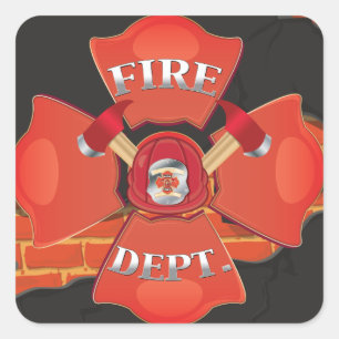 Adesivo Quadrado Logotipo do Fire Dept