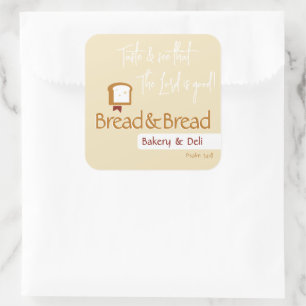 Adesivo Quadrado Logotipo do Pão Cristão Comunhão da Padaria Café