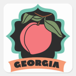 Adesivo Quadrado Logotipo do pêssego de Geórgia