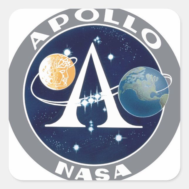 Adesivo Quadrado Logotipo do Programa Apollo (Frente)