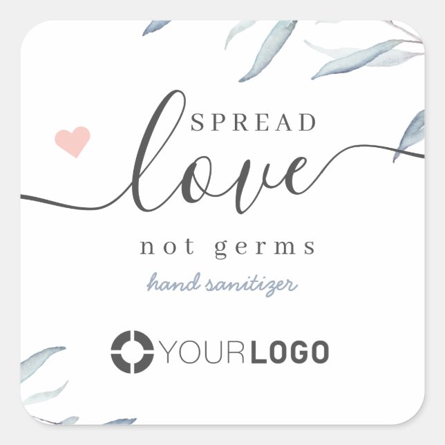 Adesivo Quadrado Logotipo do Spread Love Hand Sanitizer Blue Greene (Frente)