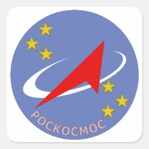 Adesivo Quadrado Logotipo do vôo de Roscosmos redondo