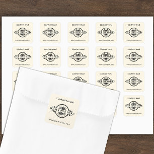 Adesivo Quadrado Logotipo e Creme de Amêndoa ao Quadrado Personaliz