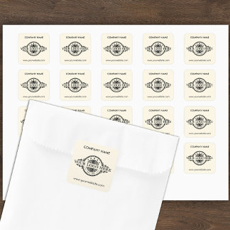 Adesivo Quadrado Logotipo e Creme de Amêndoa ao Quadrado Personaliz