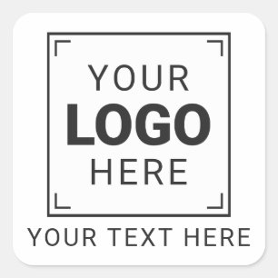Adesivo Quadrado Logotipo e Texto da Marca Personalizados