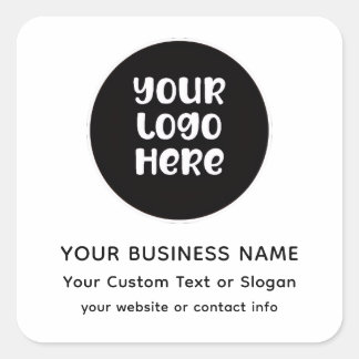 Adesivo Quadrado Logotipo e Texto Personalizados para Empresa e Neg