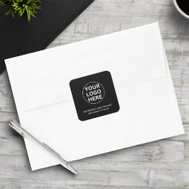 Adesivo Quadrado Logotipo e texto personalizados preto