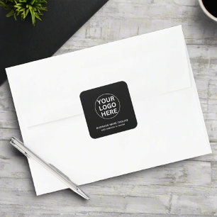 Adesivo Quadrado Logotipo e texto personalizados preto