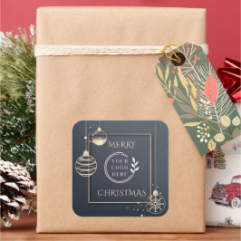 Adesivo Quadrado Logotipo Feliz Natal Férias Corporativas Moderno
