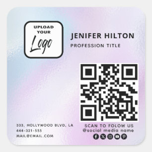 Adesivo Quadrado Logotipo holográfico qr